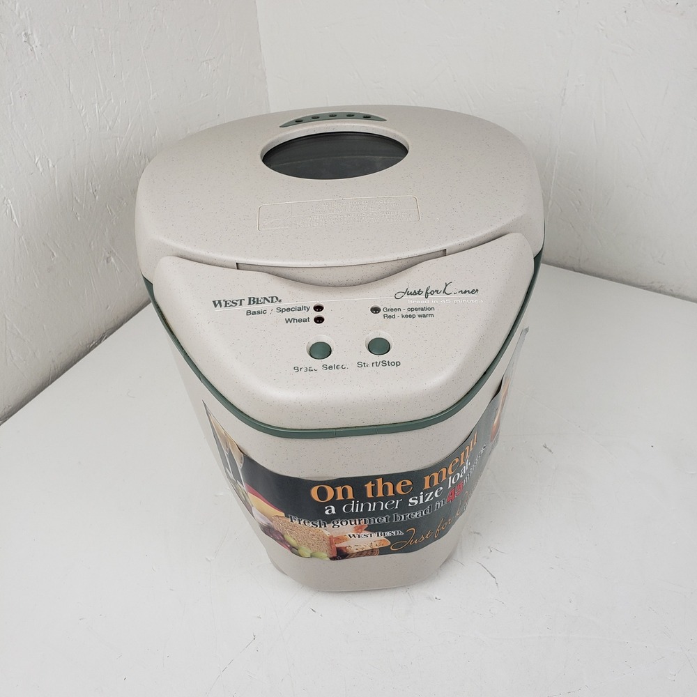 West Bend Just for Dinner Bread Maker 41077 45 Minute Gourmet Loaf Machine